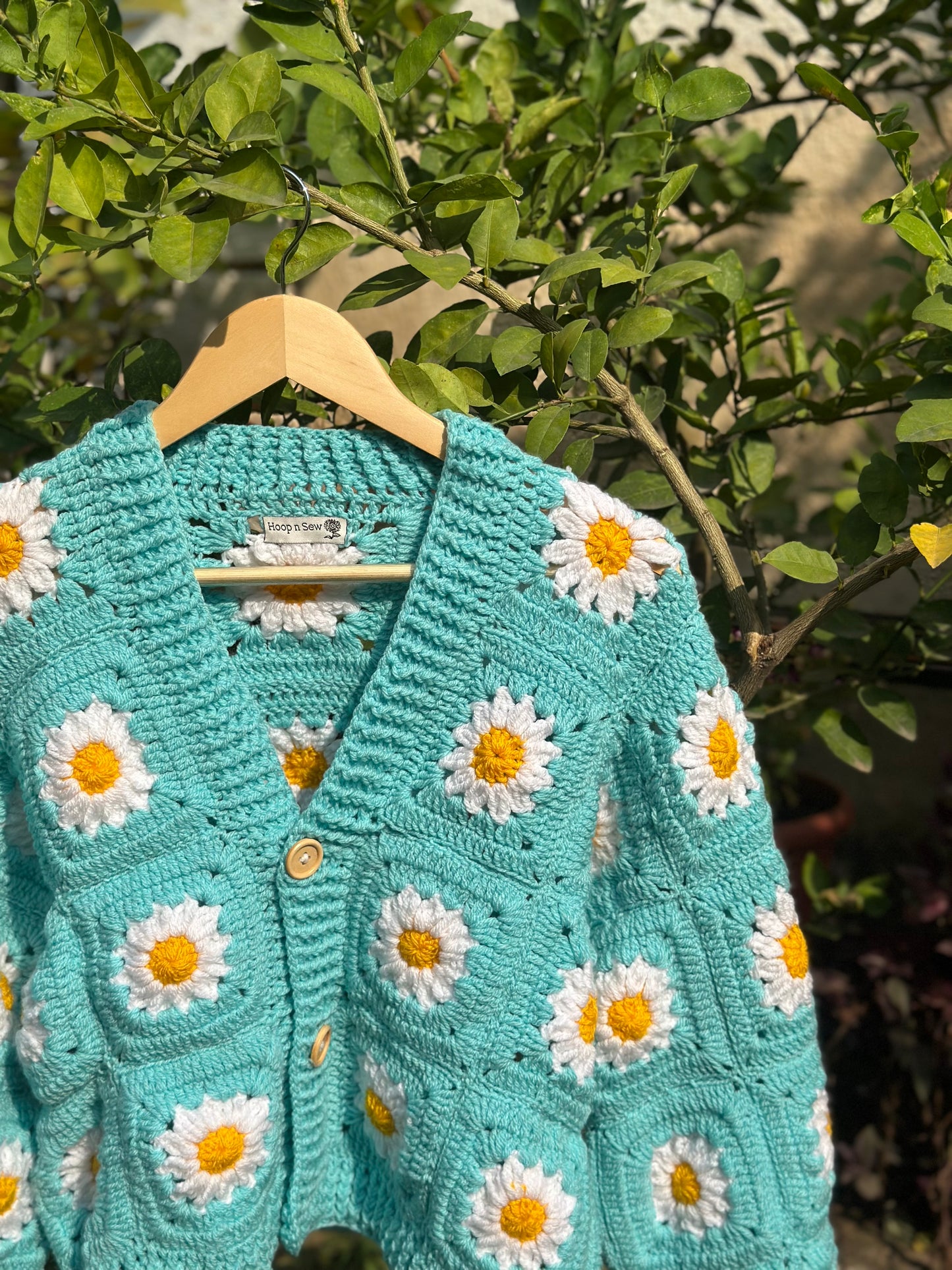 Cyan crochet cardigan