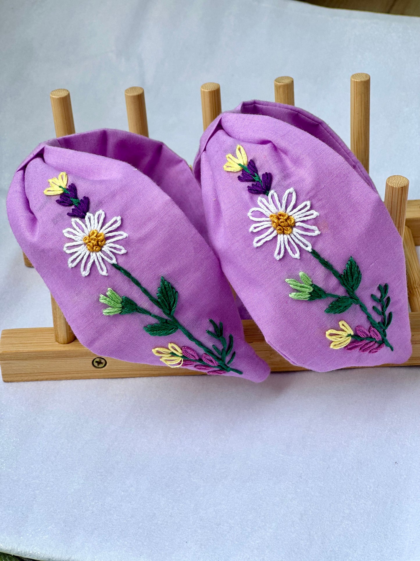 Hand-embroidered floral headband