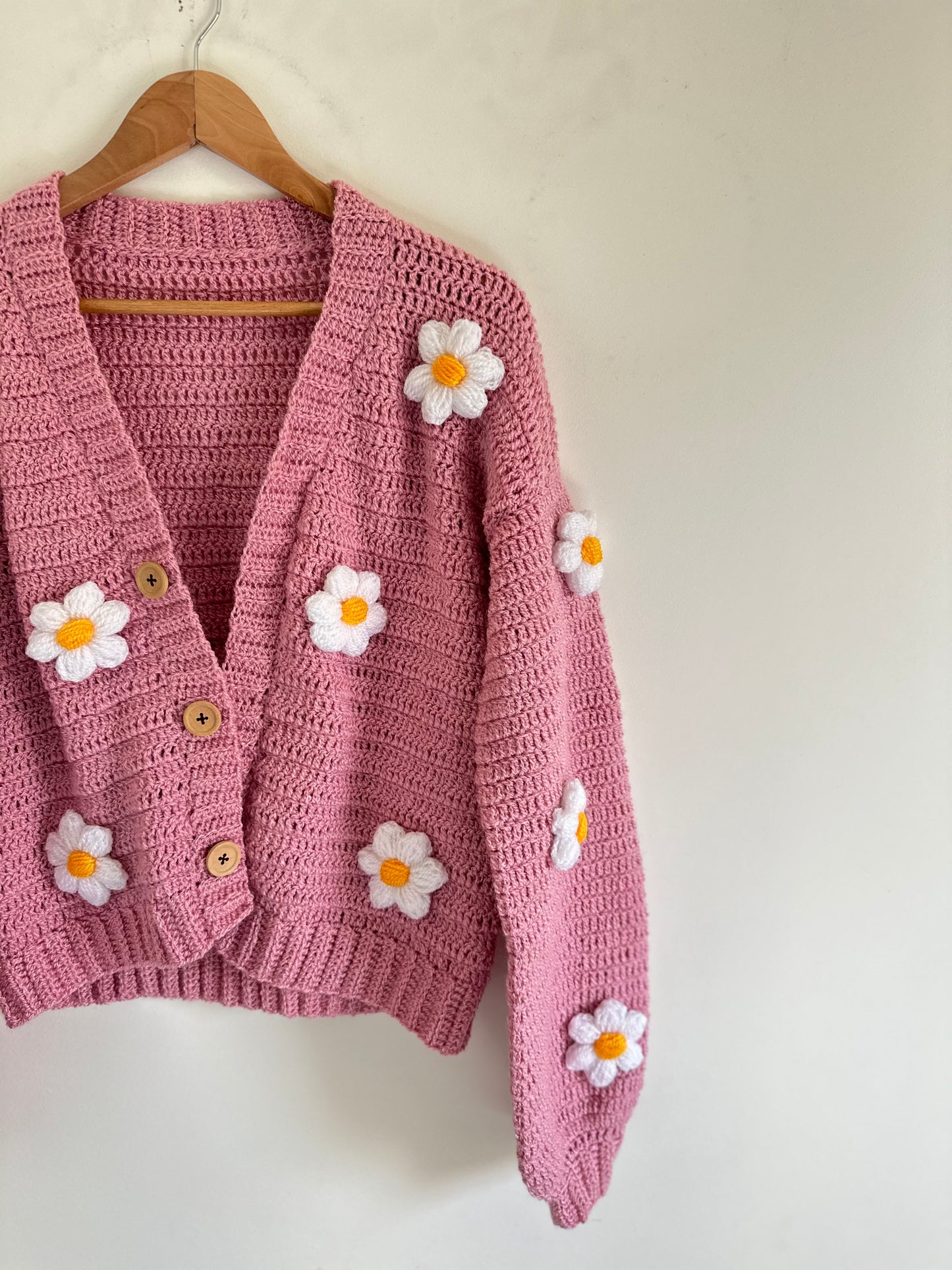 Pink Daisy crochet cardigan