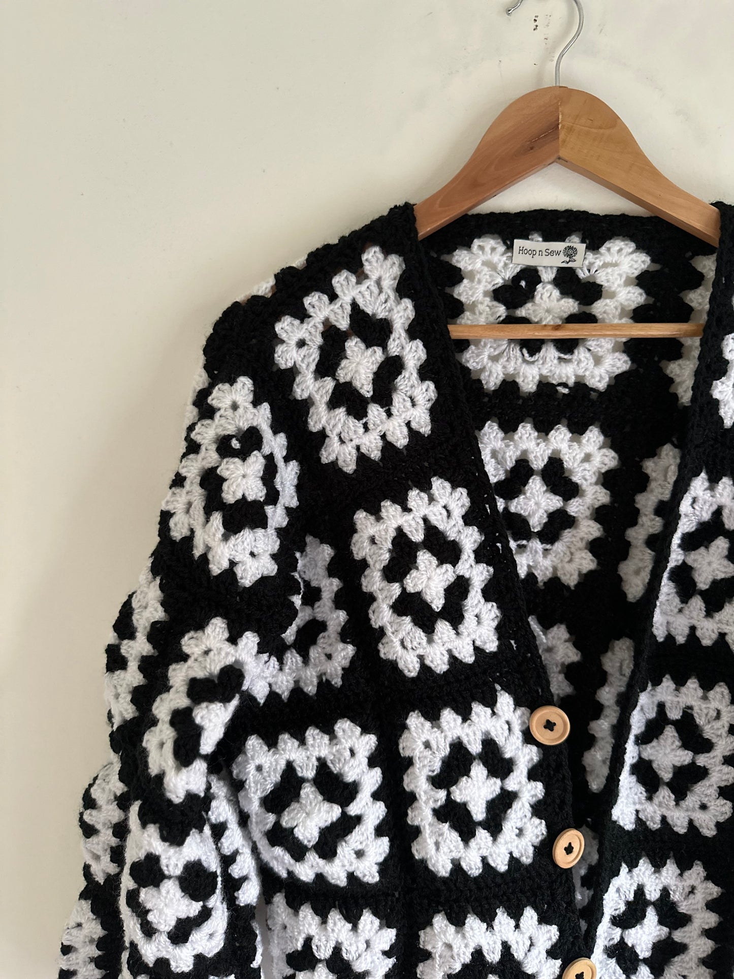 B & W crochet cardigan