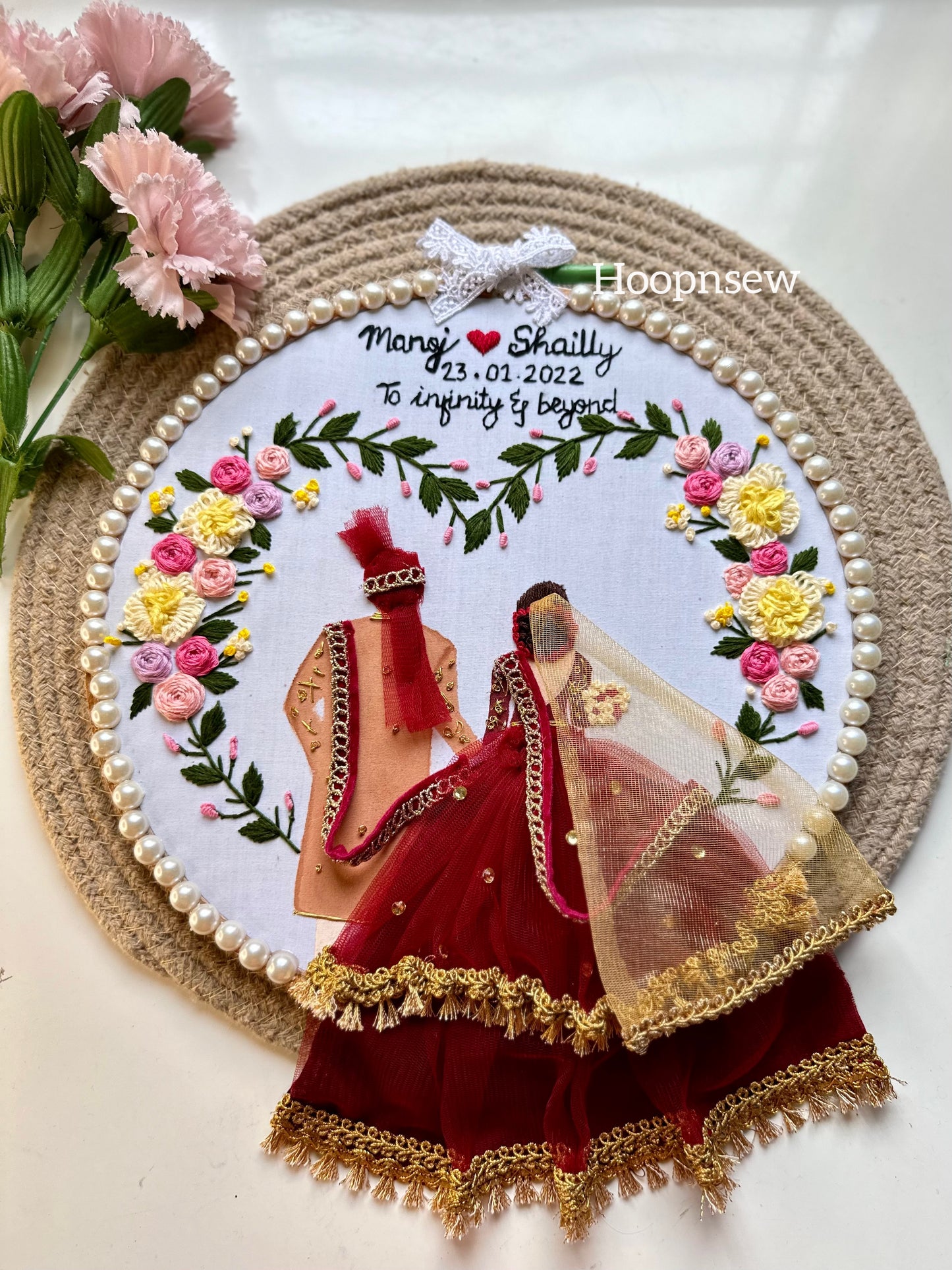 Wedding/ Anniversary embroidery hoop