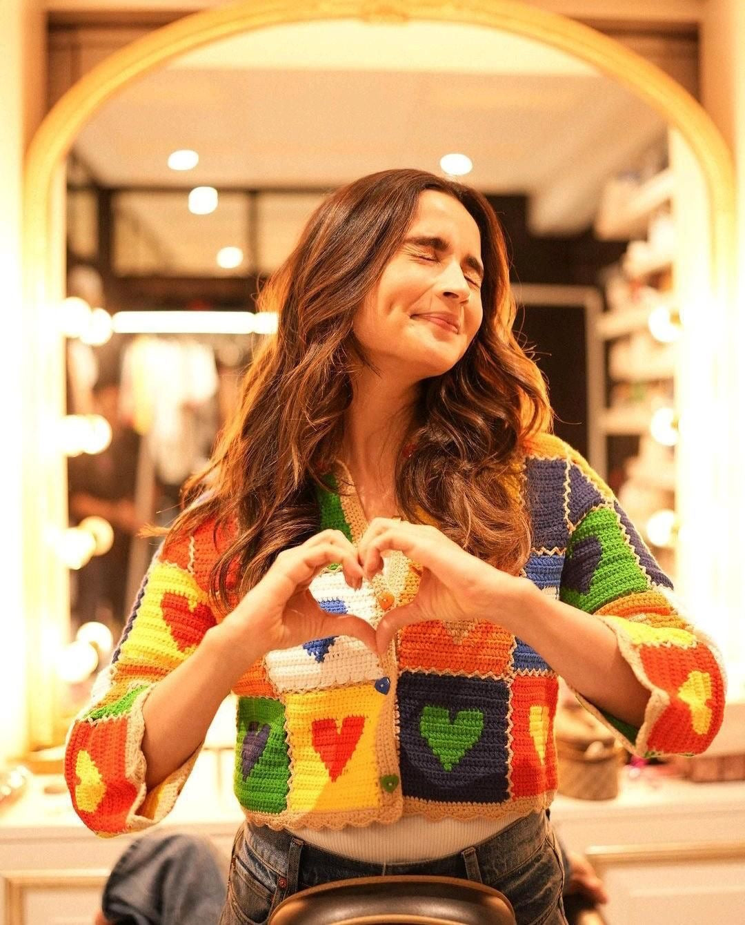 Alia Bhatt-inspired hearts crochet cardigan