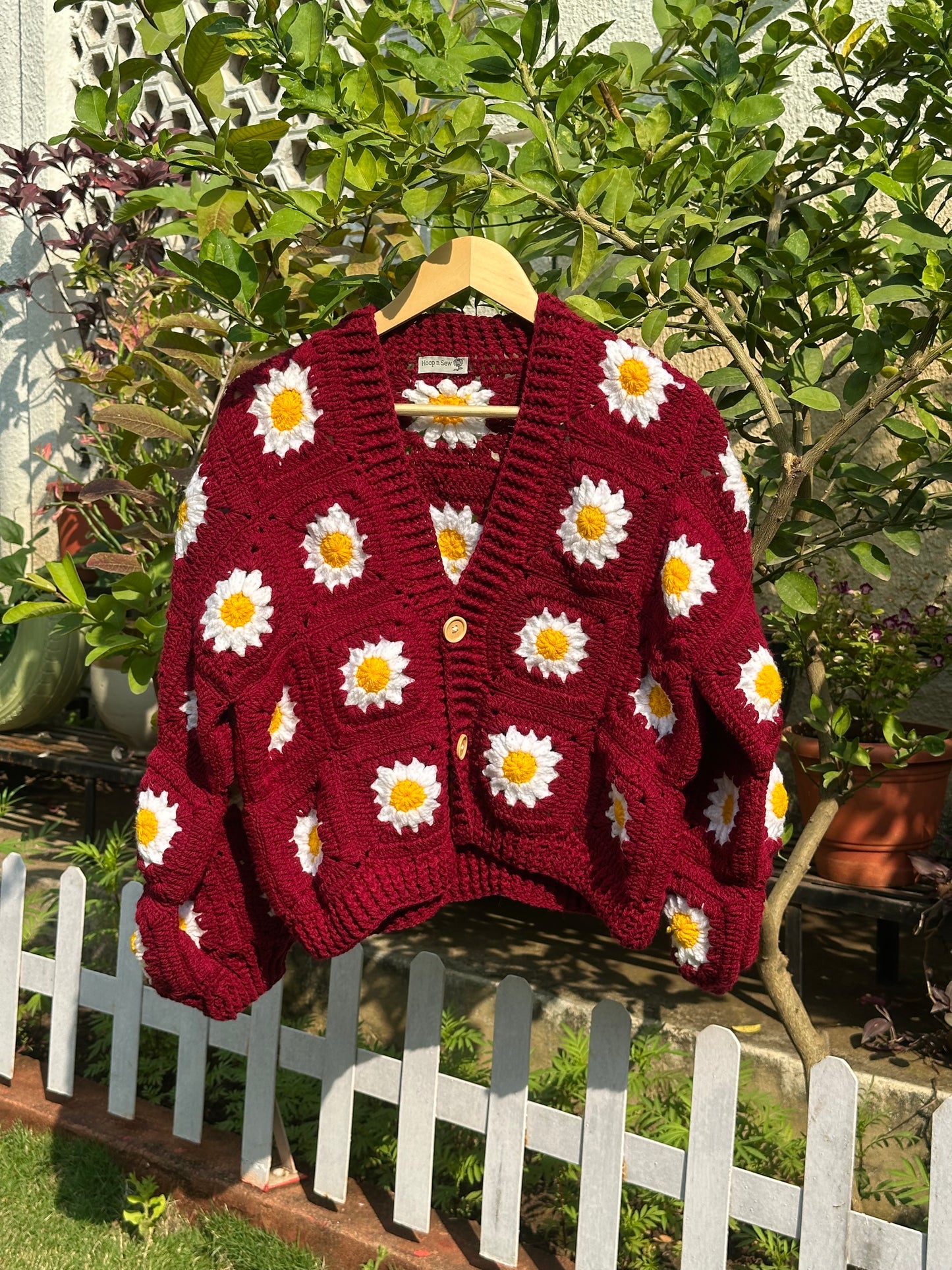 Maroon crochet cardigan