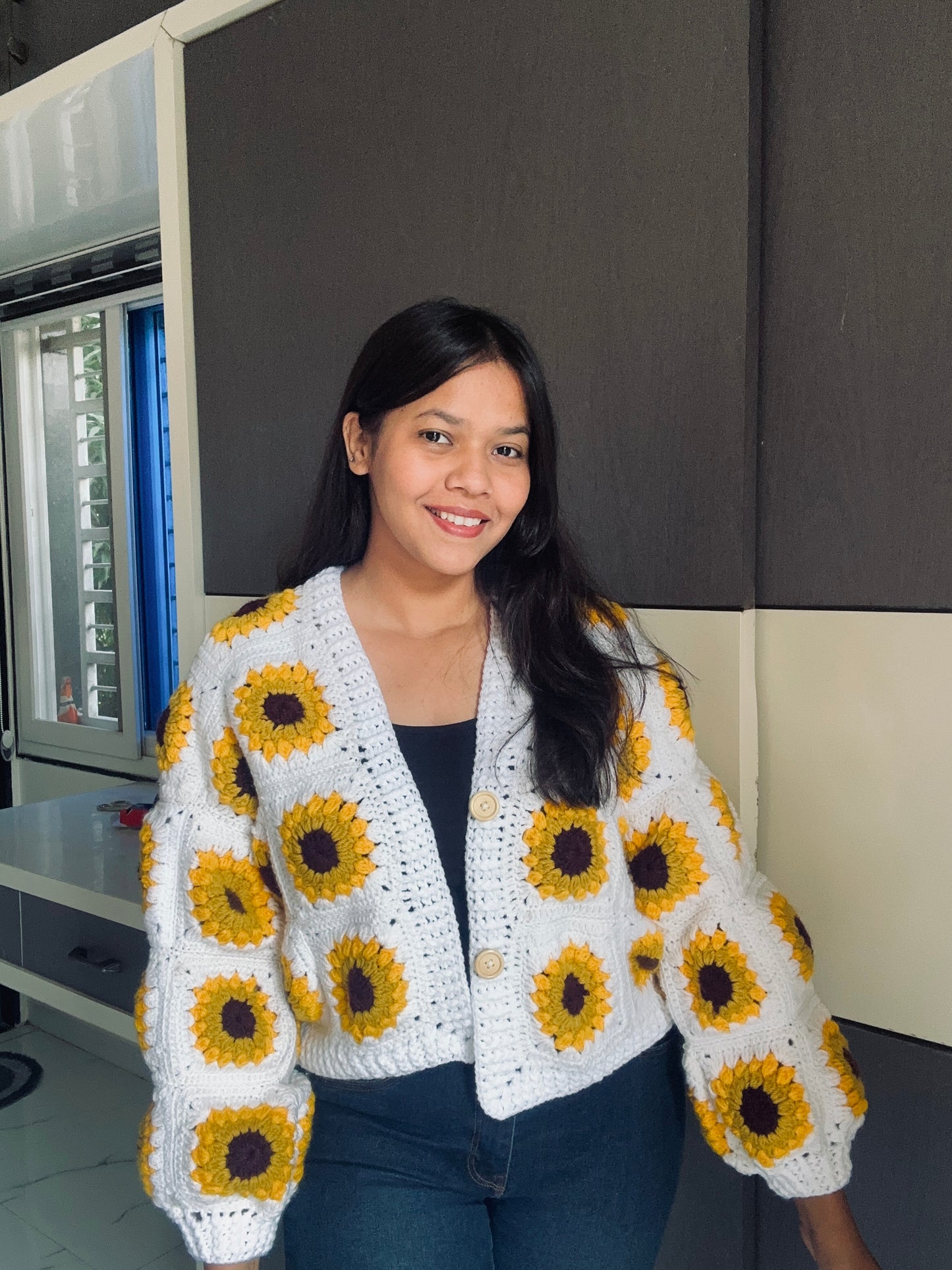 Sunflower crochet cardigan