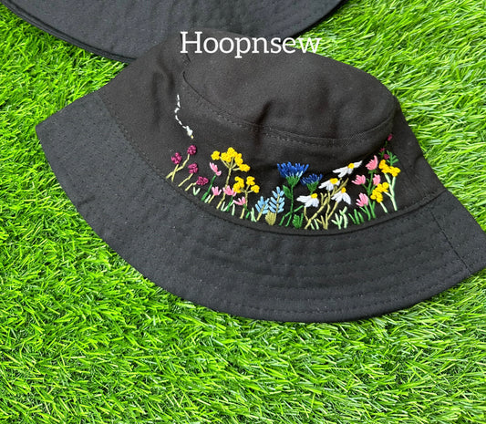 Floral embroidery hat