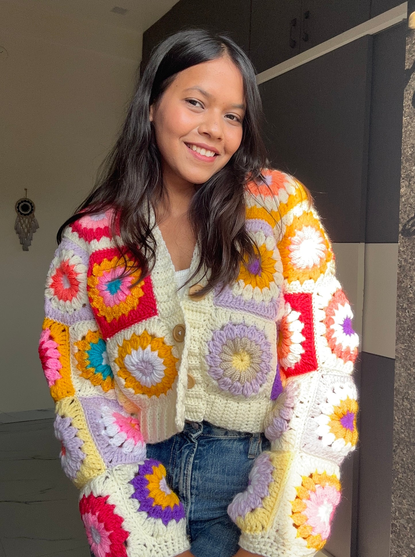 Floral fantasy crochet cardigan