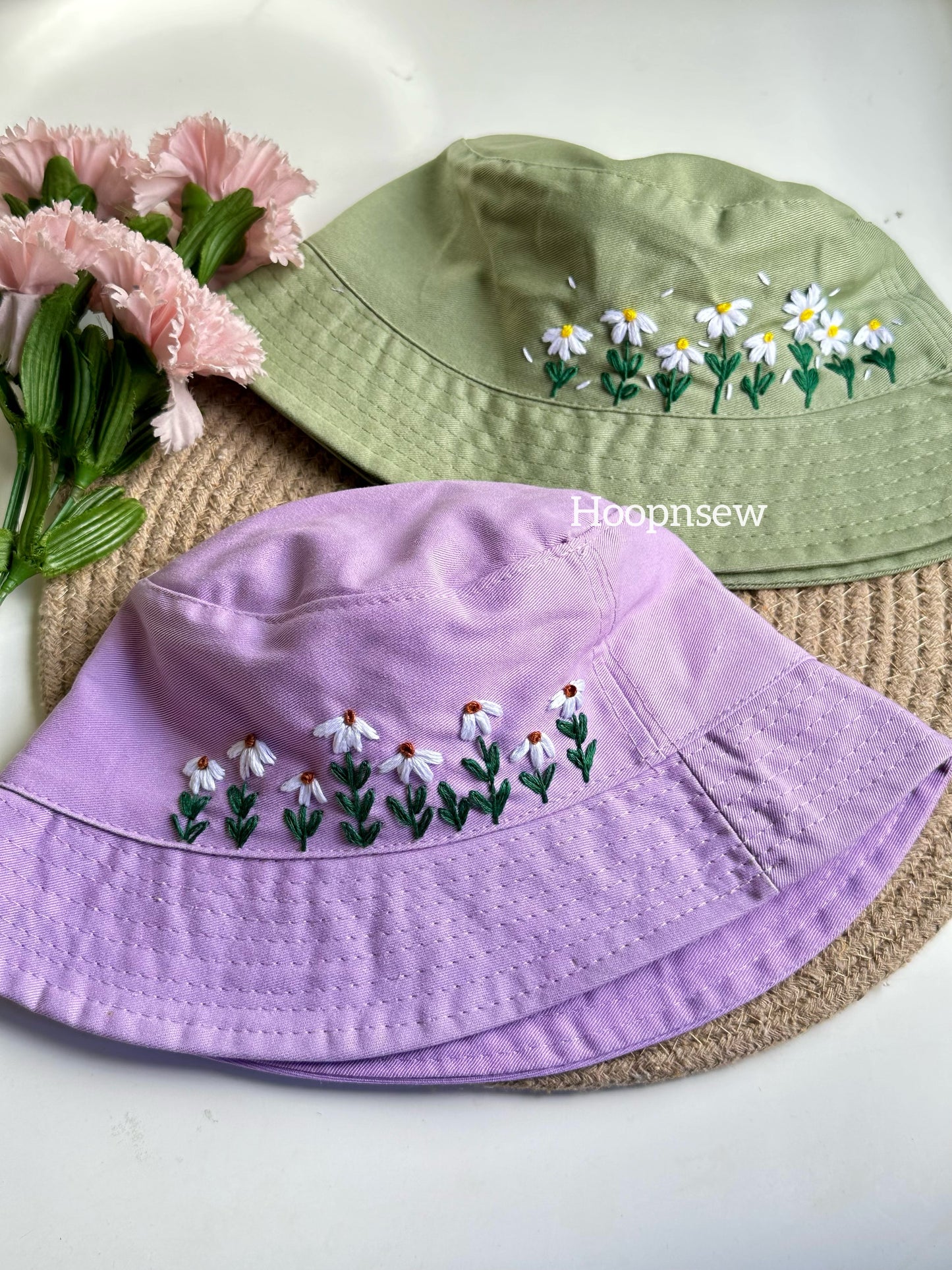 Floral embroidery hat