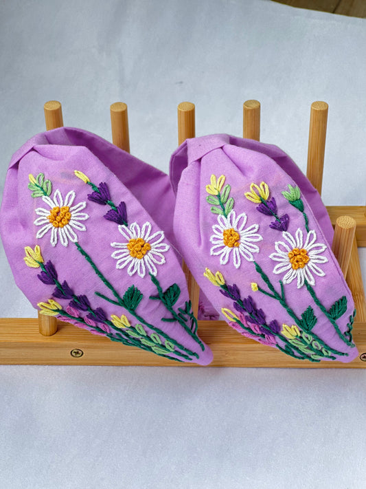 Hand-embroidered floral headband