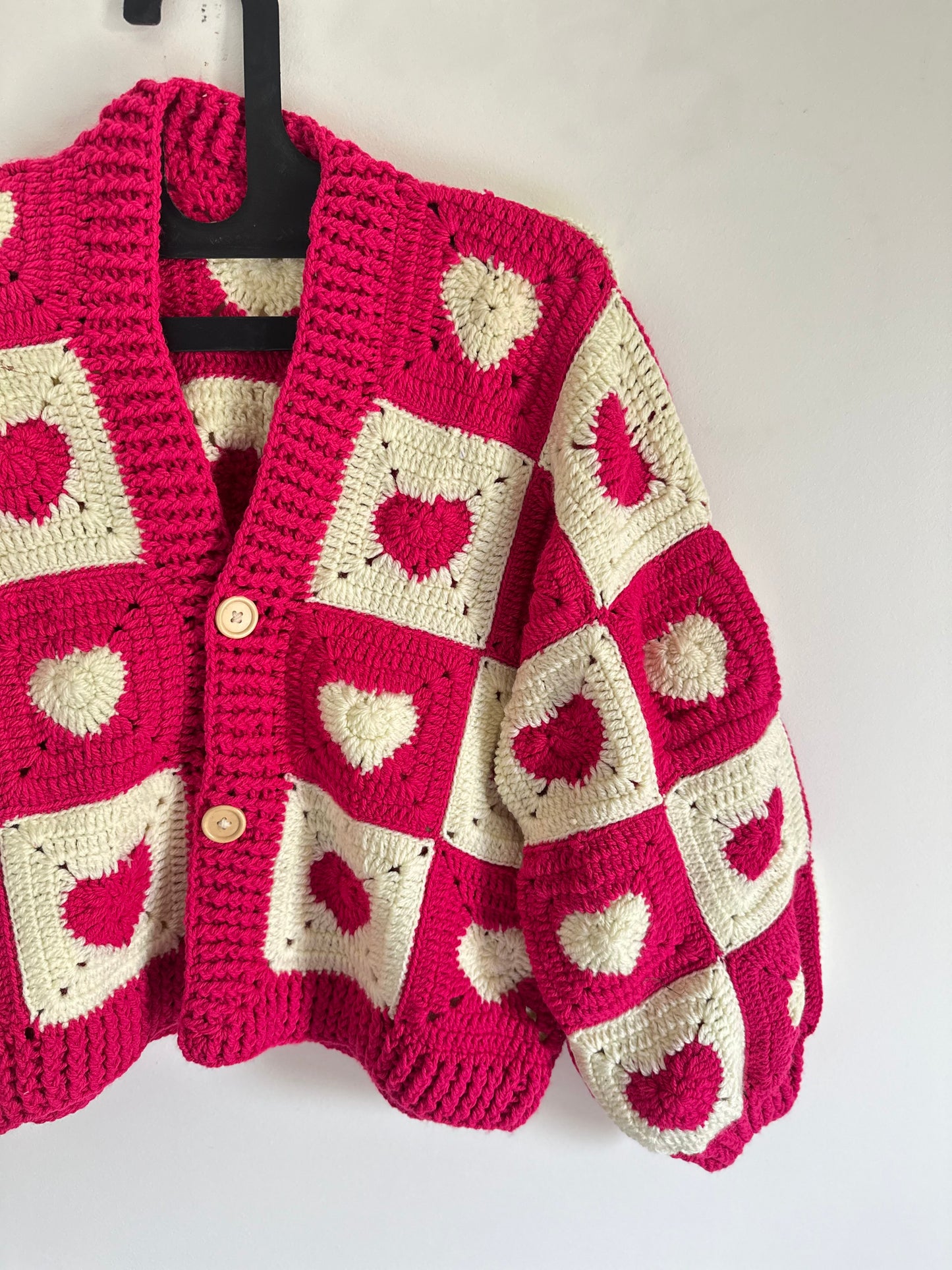 Pink swethearts crochet cardigan
