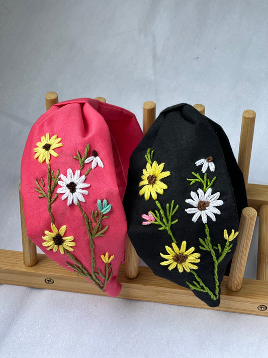 Hand-embroidered floral headband