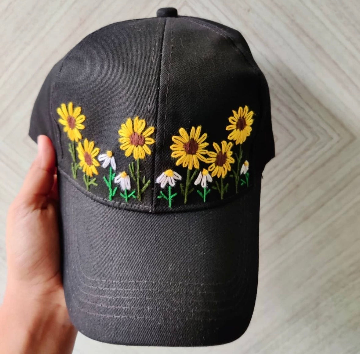 Sunflower embroidery cap