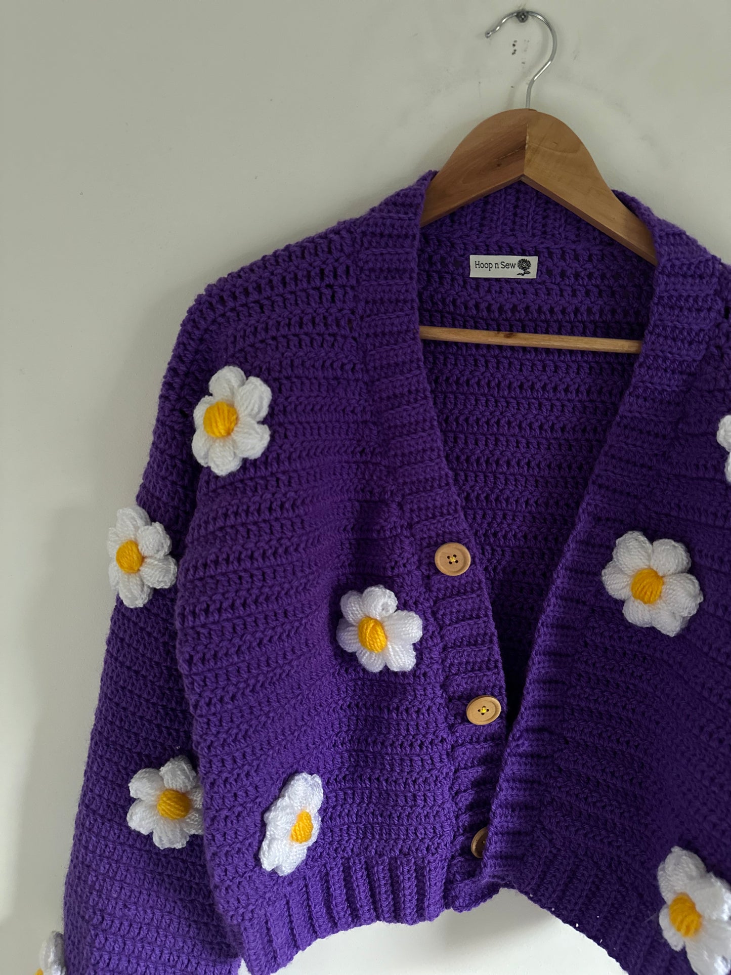 Purple daisy crochet cardigan