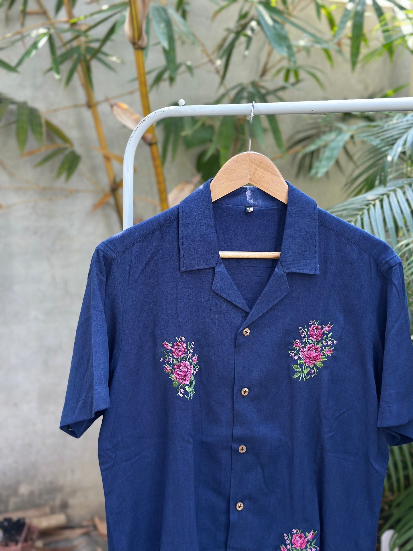 Rosy cross stitch shirt