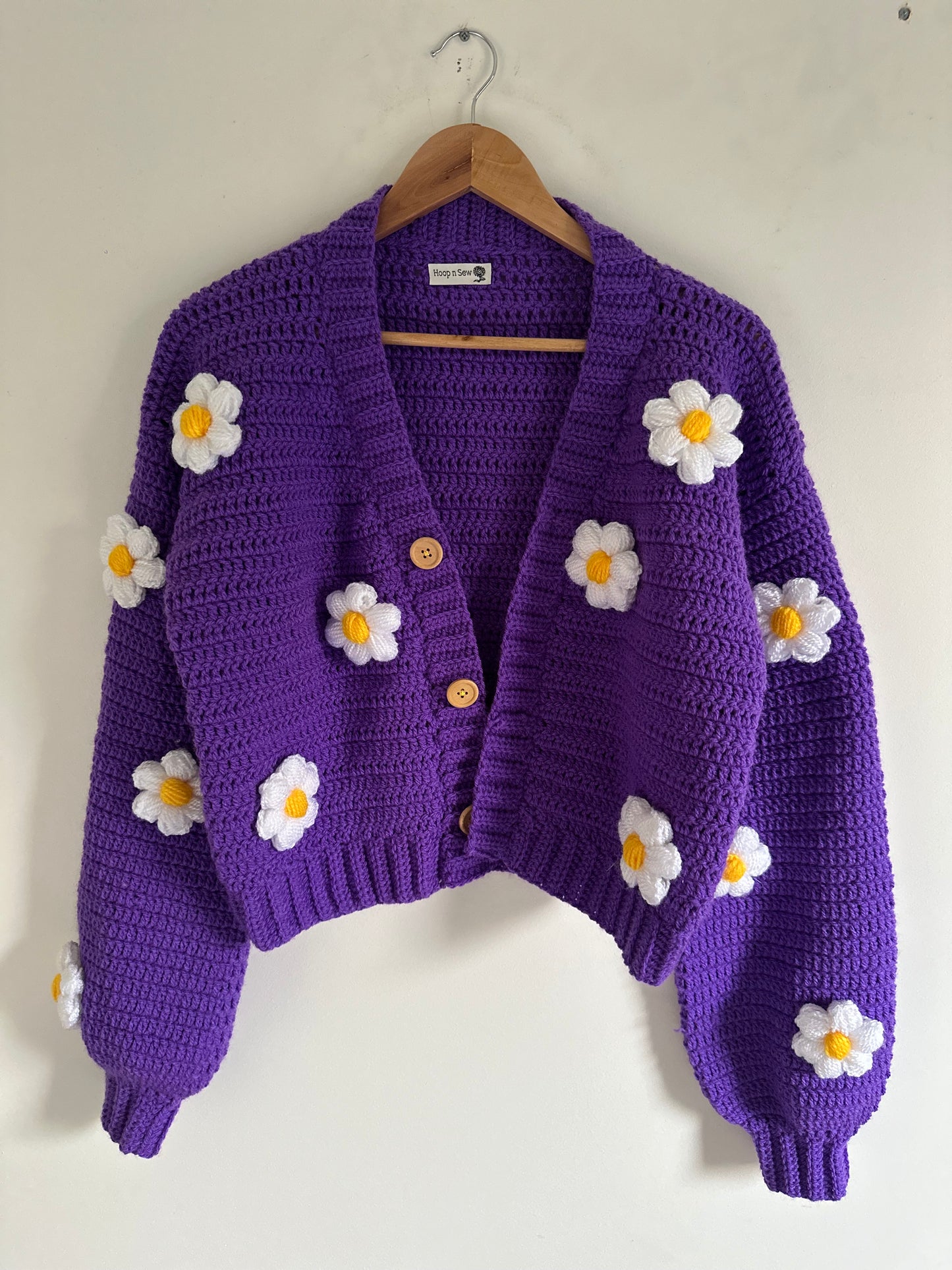 Purple daisy crochet cardigan