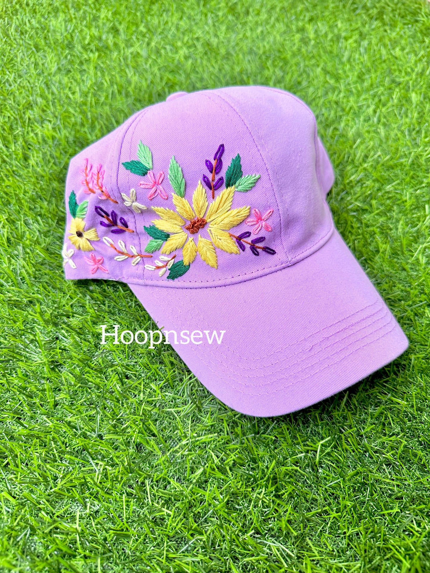 Floral embroidery cap