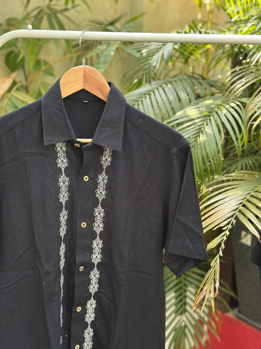 Embroidery black shirt