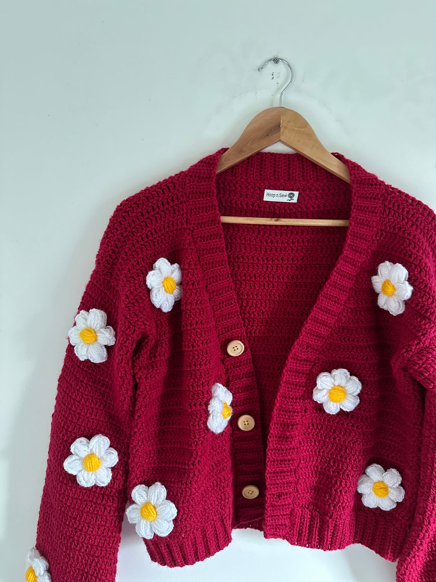 Red daisy crochet cardigan