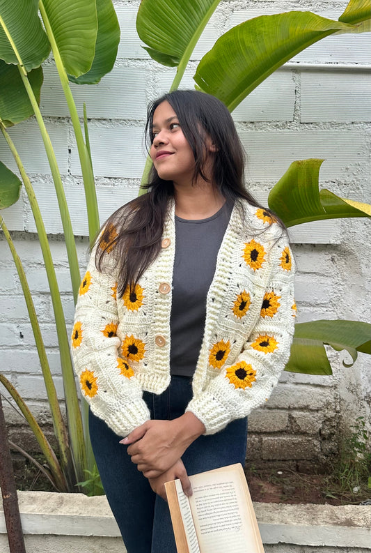 Sunflower crochet cardigan