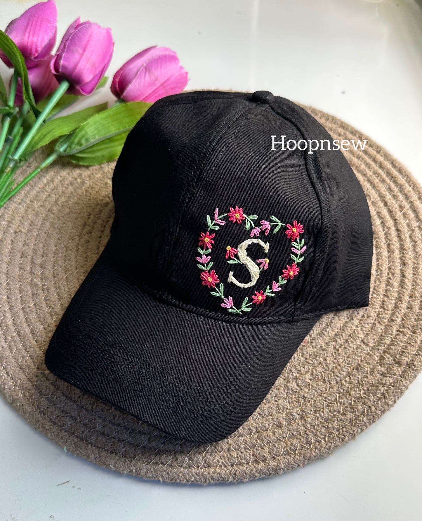 Initial embroidery cap