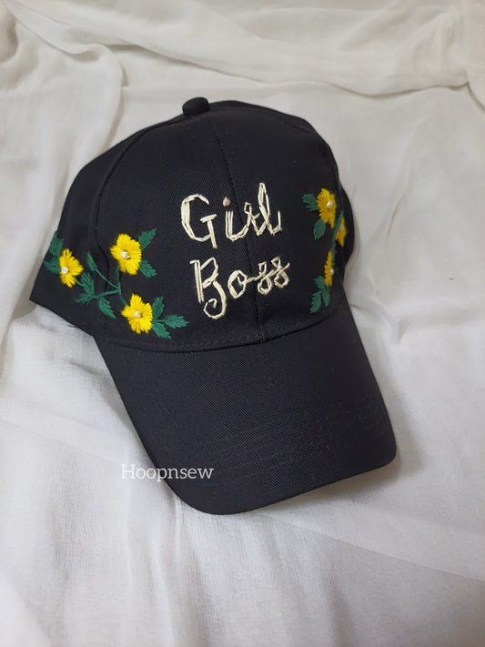 Girl boss embroidery cap