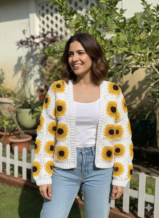 Sunflower crochet cardigan