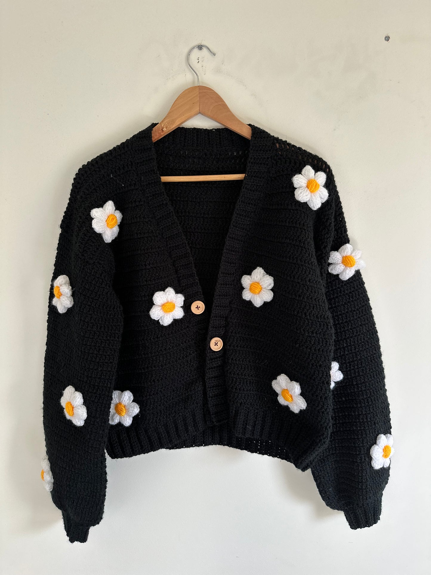 Black Daisy crochet cardigan