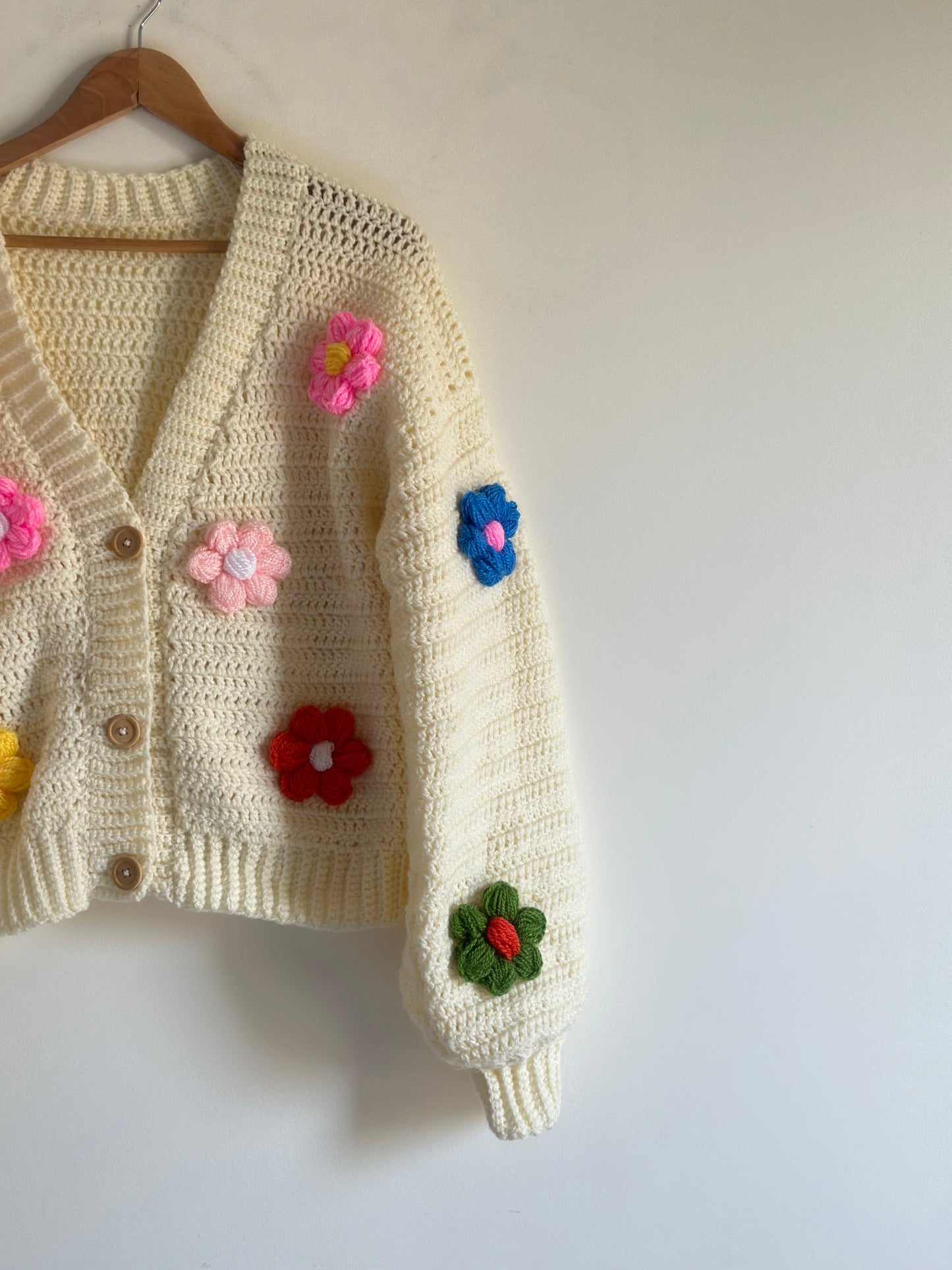 Off white multicoloured daisy cardigan