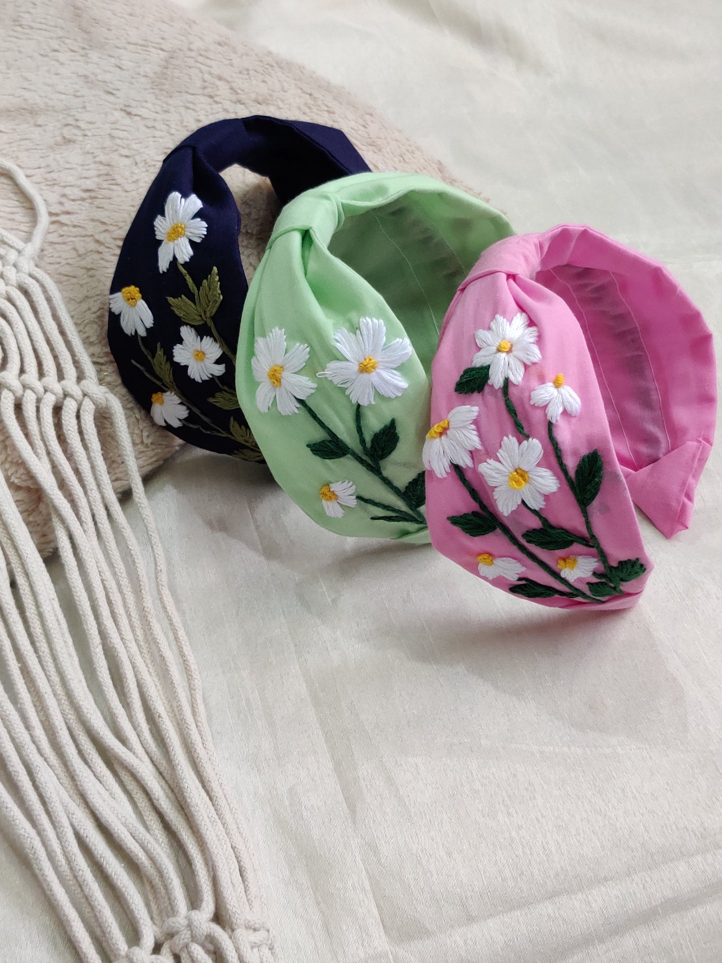 Hand-embroidered floral headband