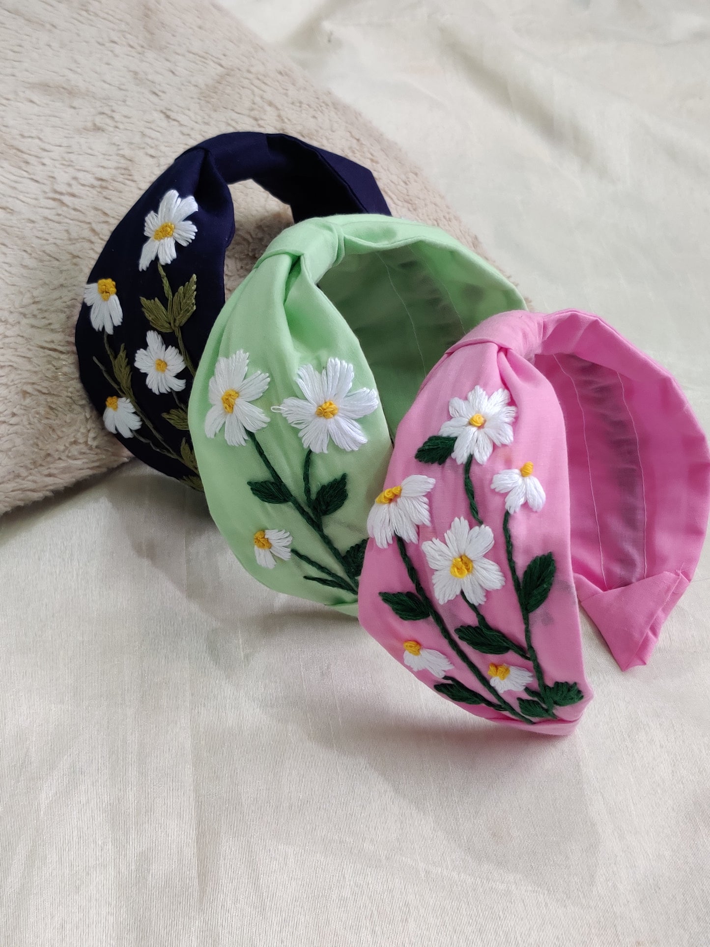 Hand-embroidered floral headband