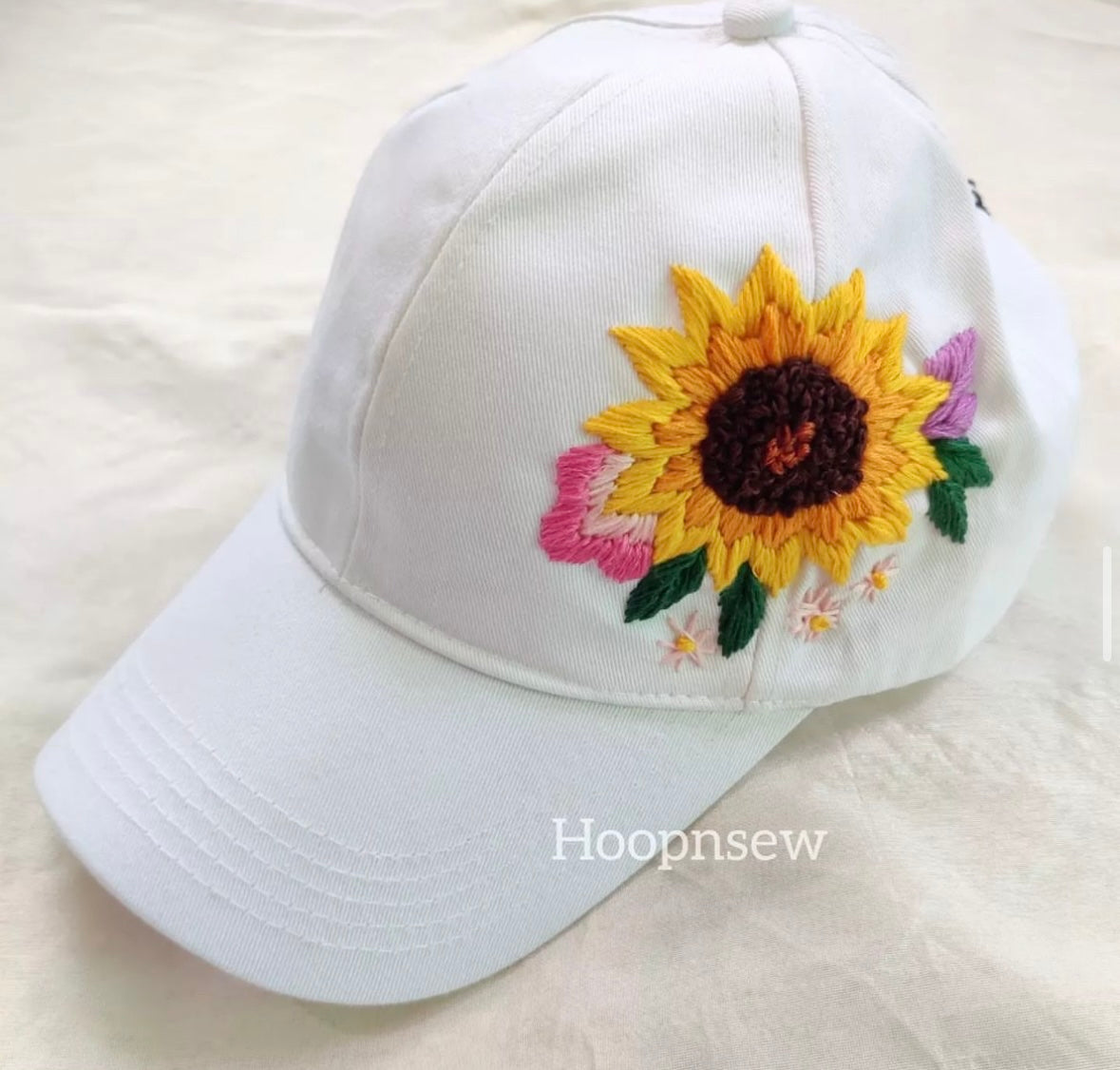 Sunflower embroidery cap