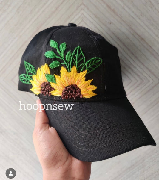 Sunflower embroidery cap