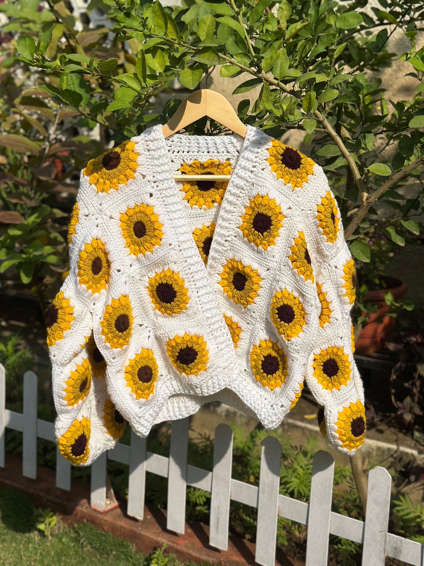 Sunflower crochet cardigan