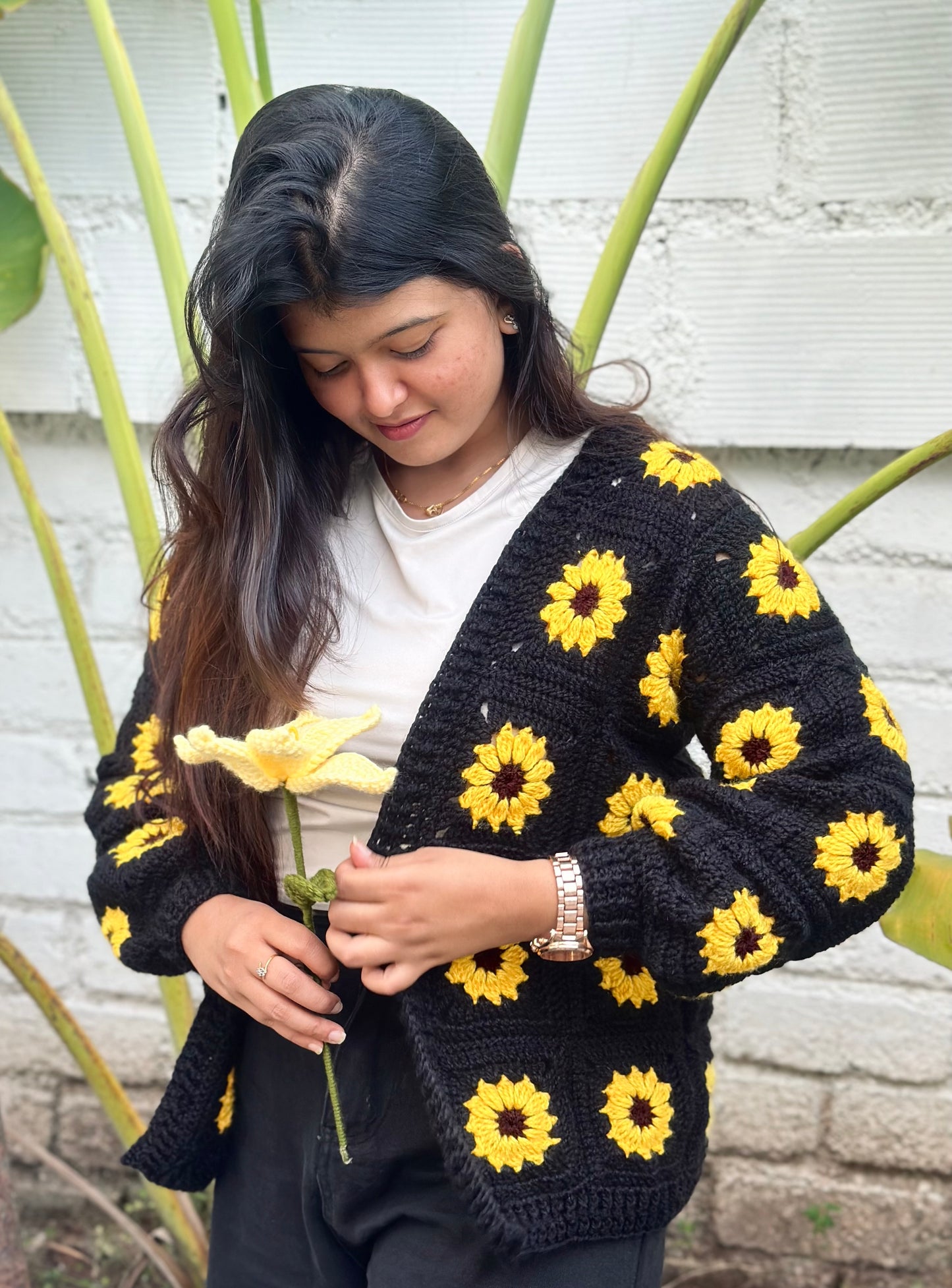 Sunflower crochet cardigan