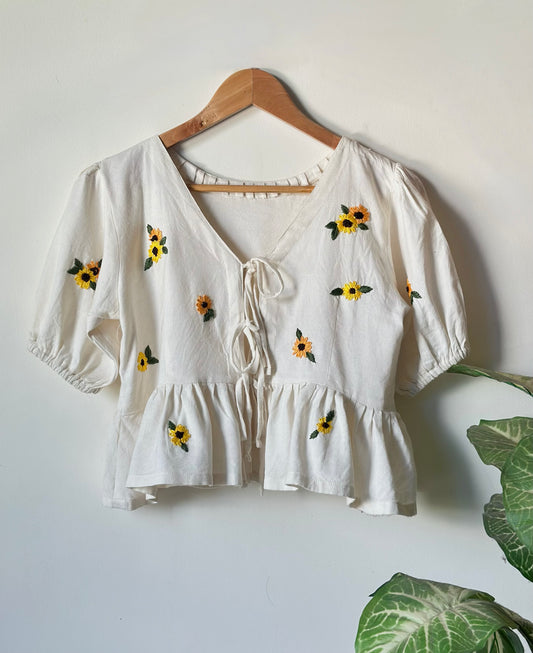 Sunflower front tie top