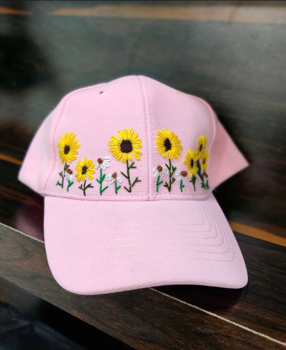 Sunflower embroidery cap