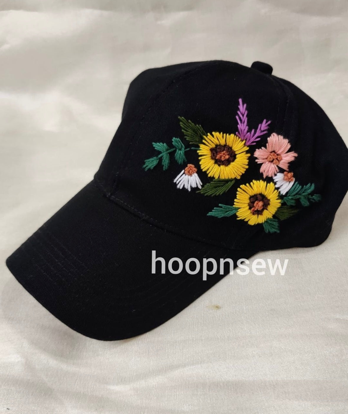 Sunflower embroidery cap