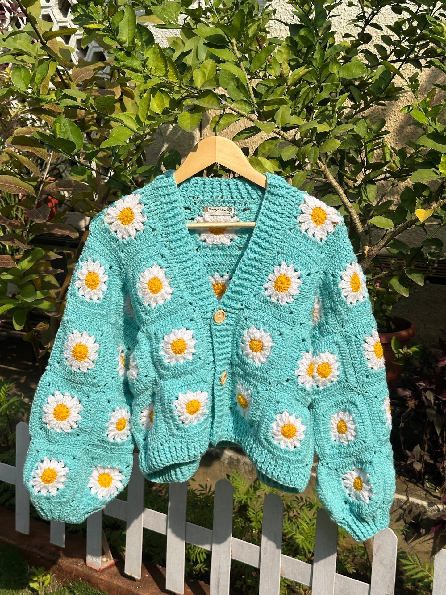 Cyan crochet cardigan