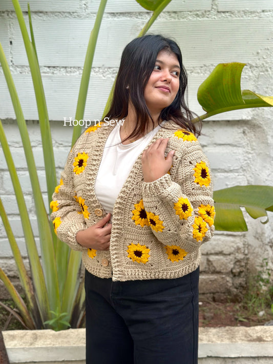 Sunflower crochet cardigan