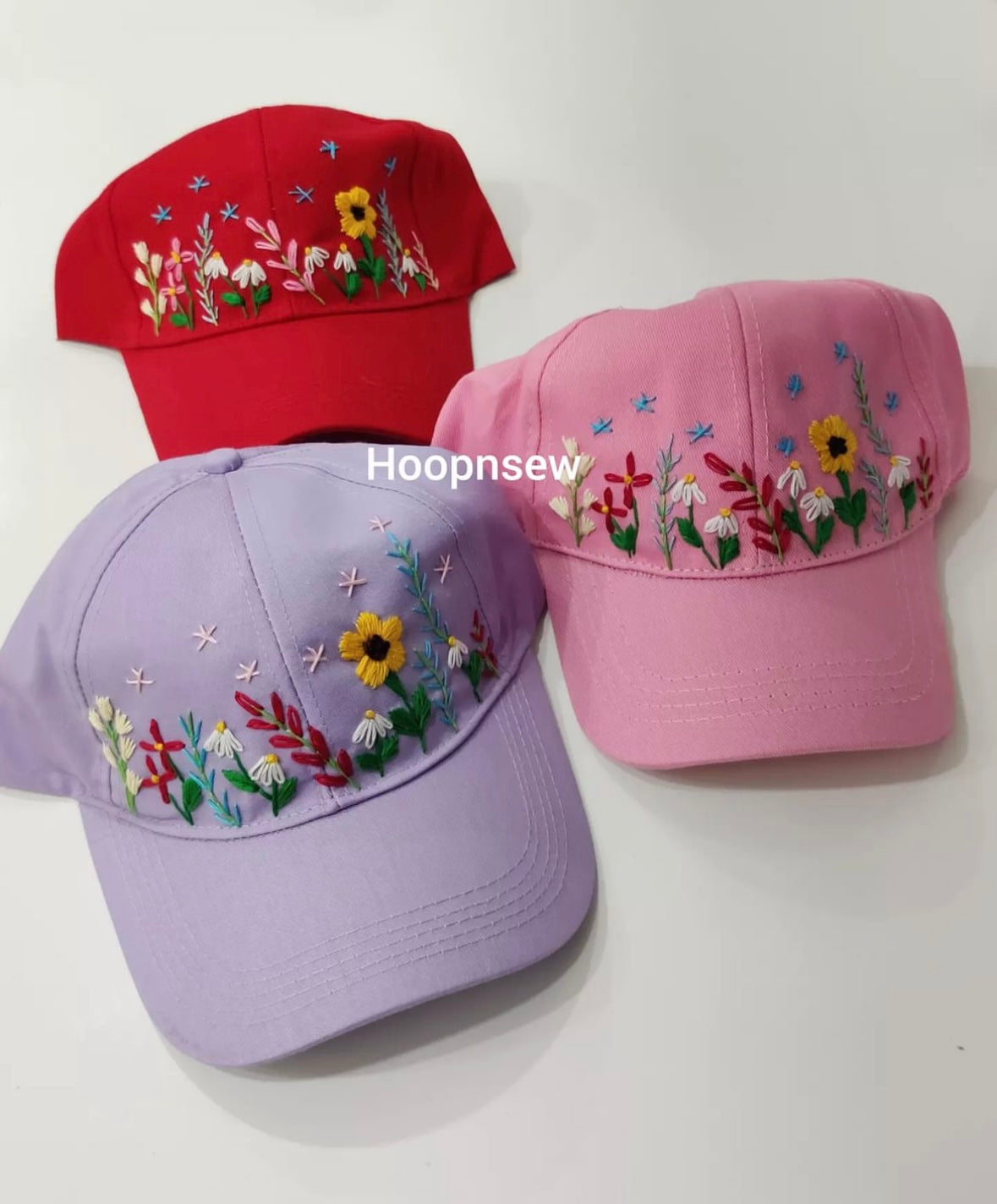 Floral embroidery cap