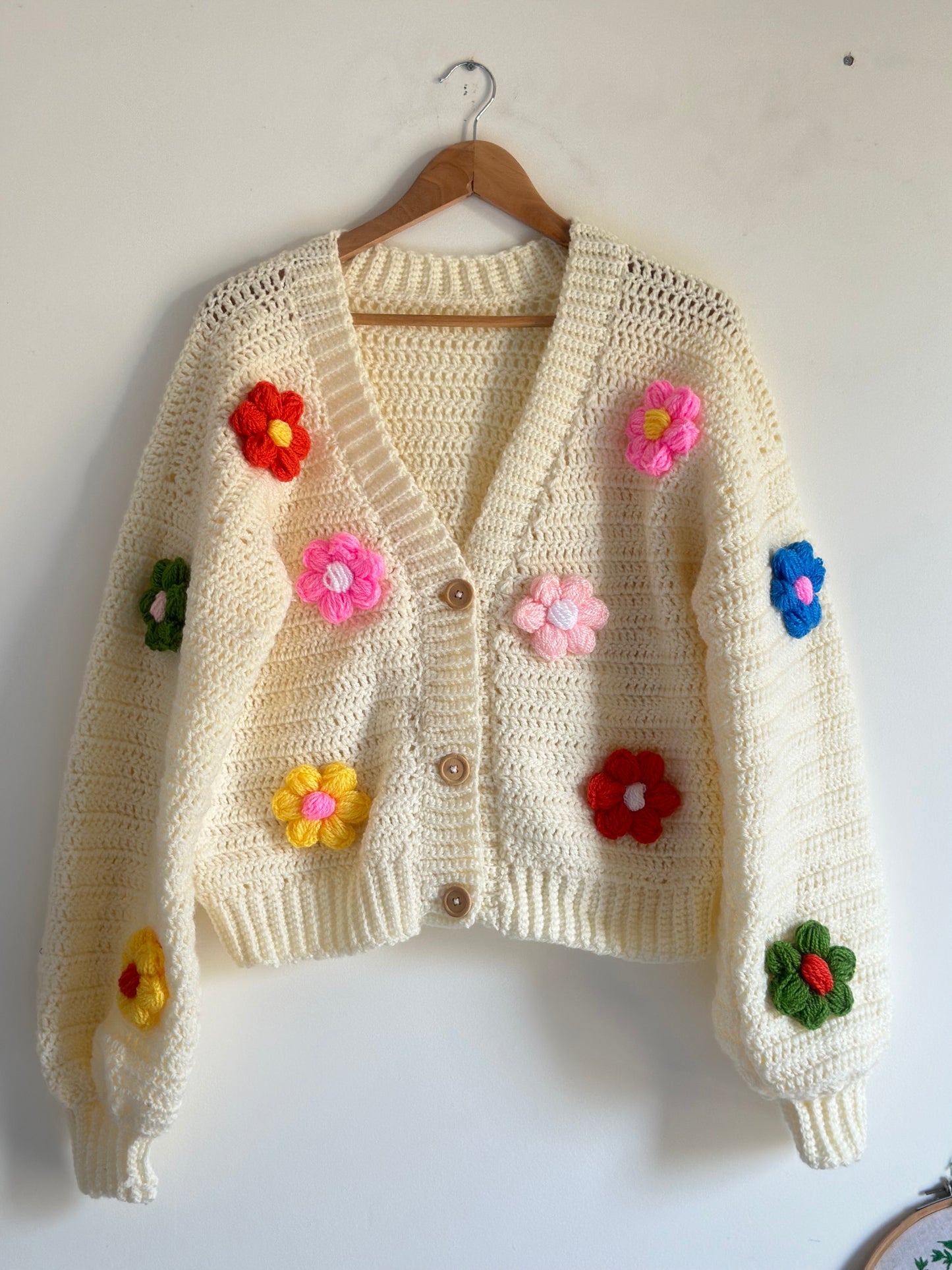 Off white multicoloured daisy cardigan