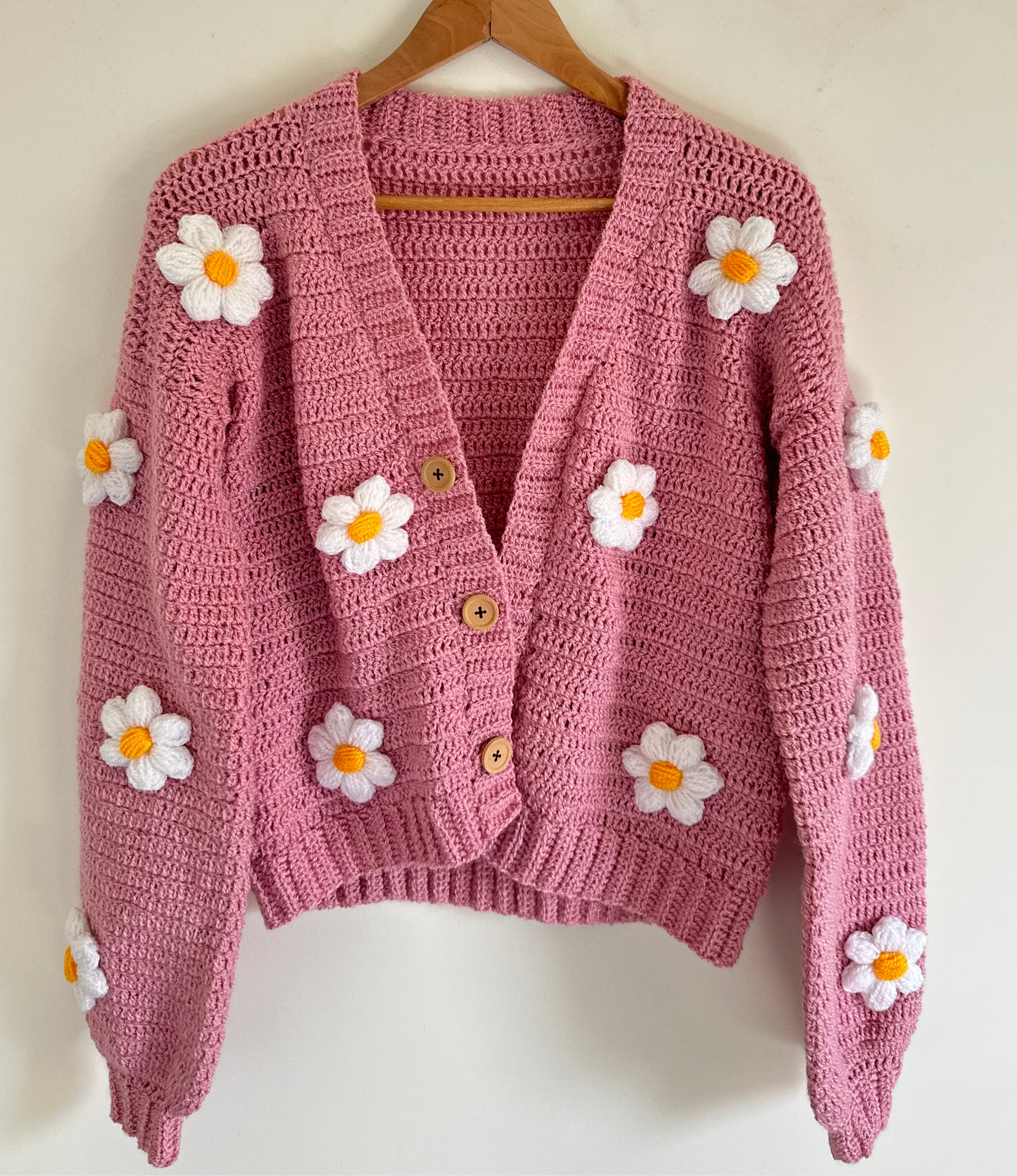 Pink Daisy crochet cardigan