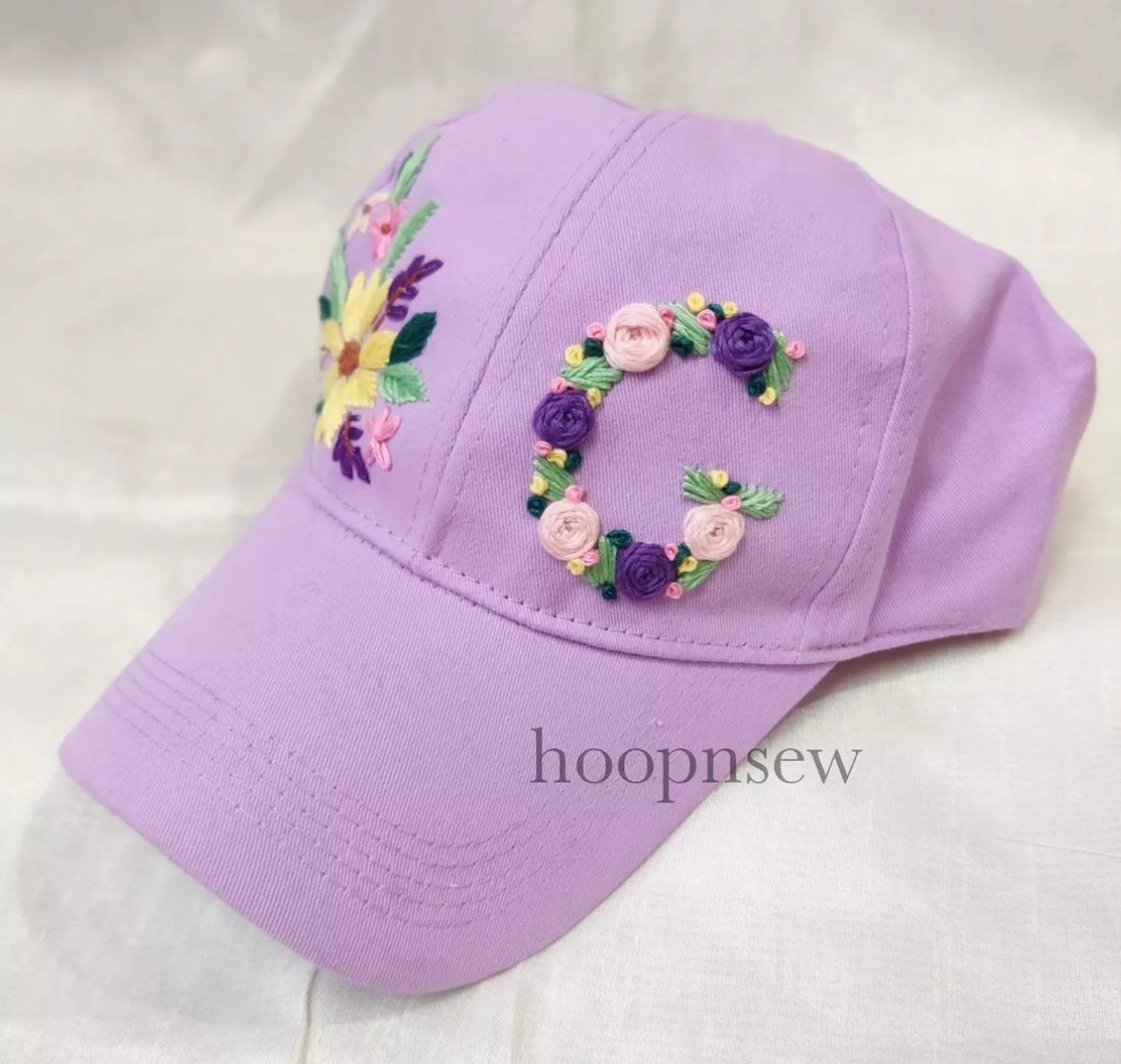 Florals+ Name initial embroidered cap